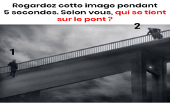 Regardez l’image pendant 5 secondes. Selon vous, qui se tient sur le pont ?