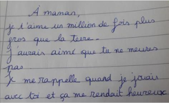 Un enfant de 8 ans écrit une lettre à sa mère assassinée